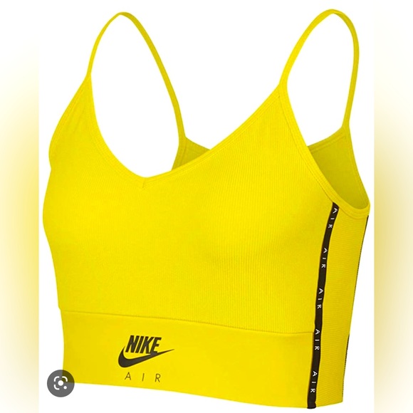 Nike Yellow Ribbed Cropped Tank Top size small - Picture 5 of 7